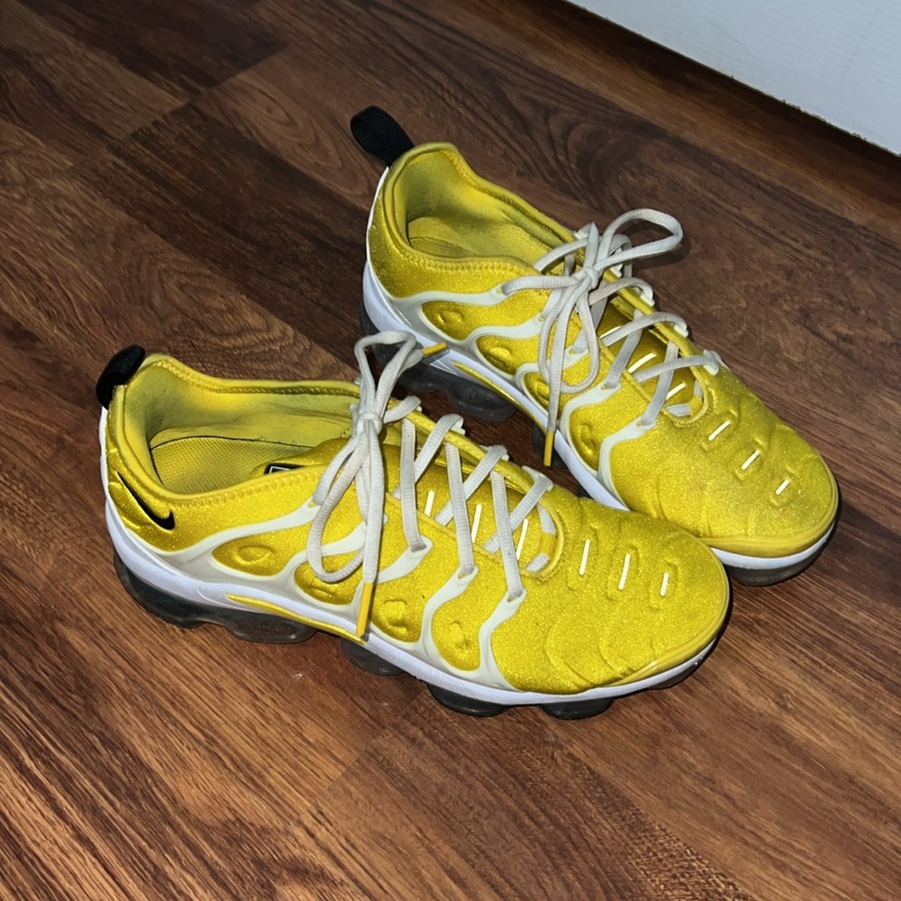 Nike Yellow and White Air VaporMax Plus Sneakers